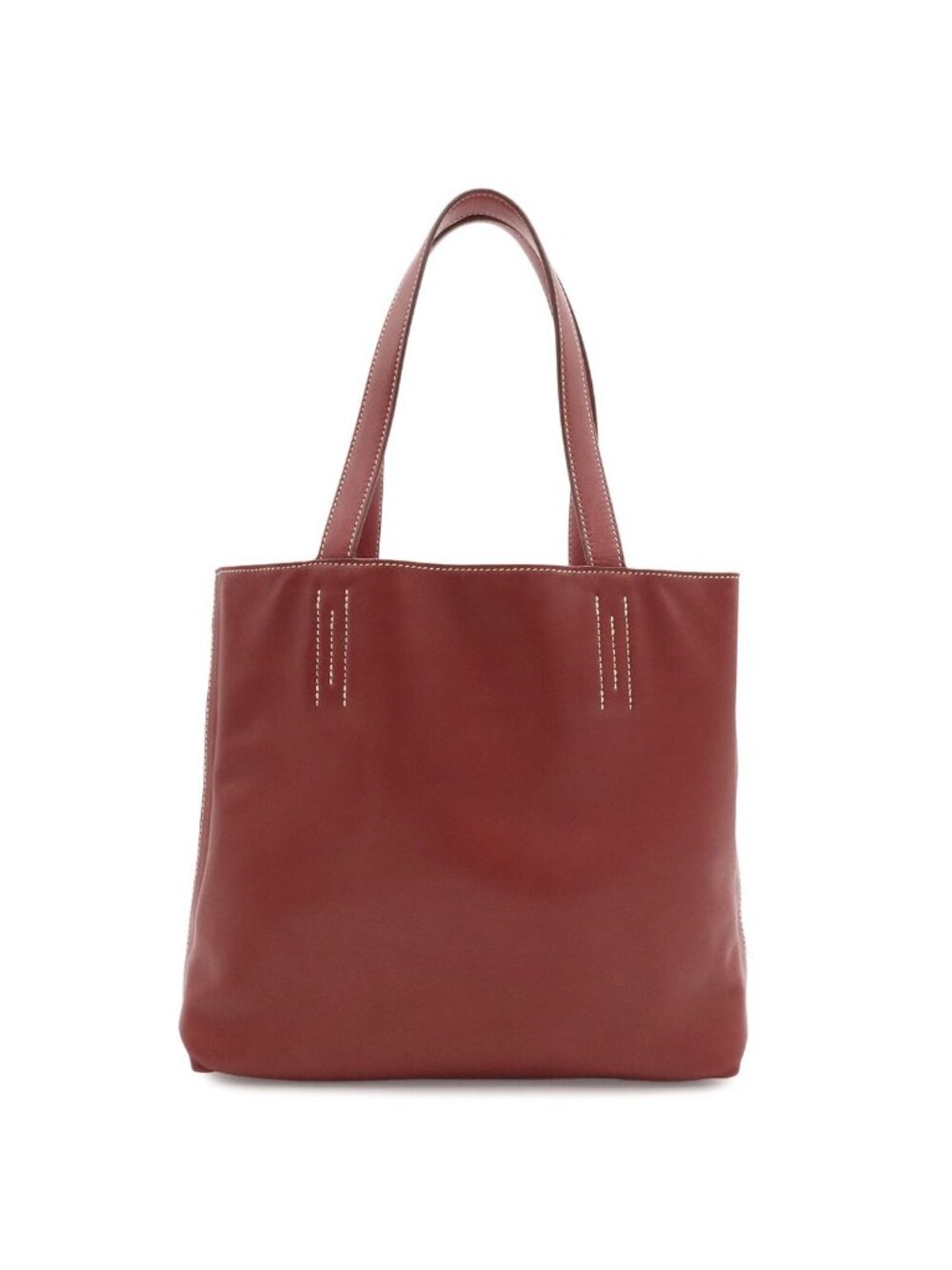 Hermes Double Sens 28 Tote Reversible Veau Sikkim Leather Rouge Ash